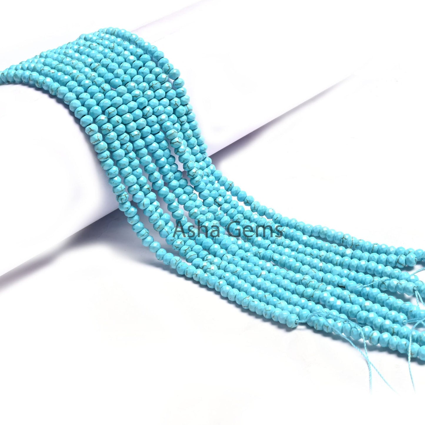 4.5 mm Beautiful Blue Jade faceted Rondelle Shape Beads,14" Strand Blue Turquoise Color Jade Quartz machine cut Gemstone Bead Jewelry Making