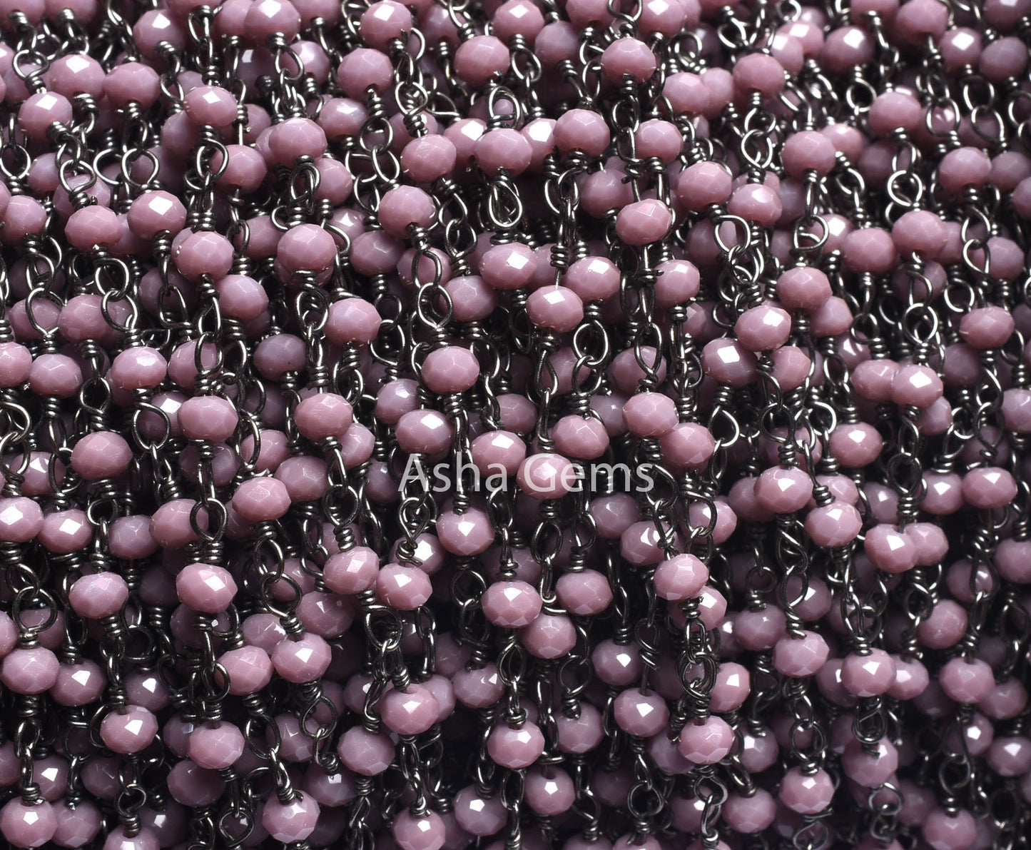 Beautiful Lavender Hydro Faceted Rondelle Beads Rosary Chain Black Metal Plated Gunmetal Wire Beaded Handmade Chains Jewelry making Necklace