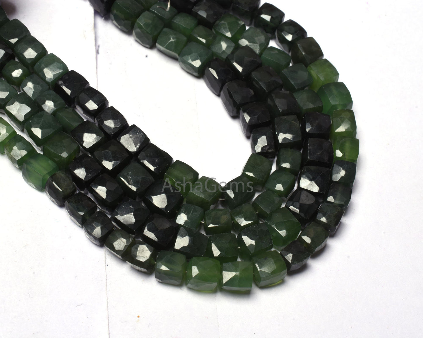 Beautiful Serpentine Faceted 3D Cube Box Beads,8"Strand Shaded Green Serpentine Cube Gemstone Beads Natural Serpentine Box Bead Jewelry SALE