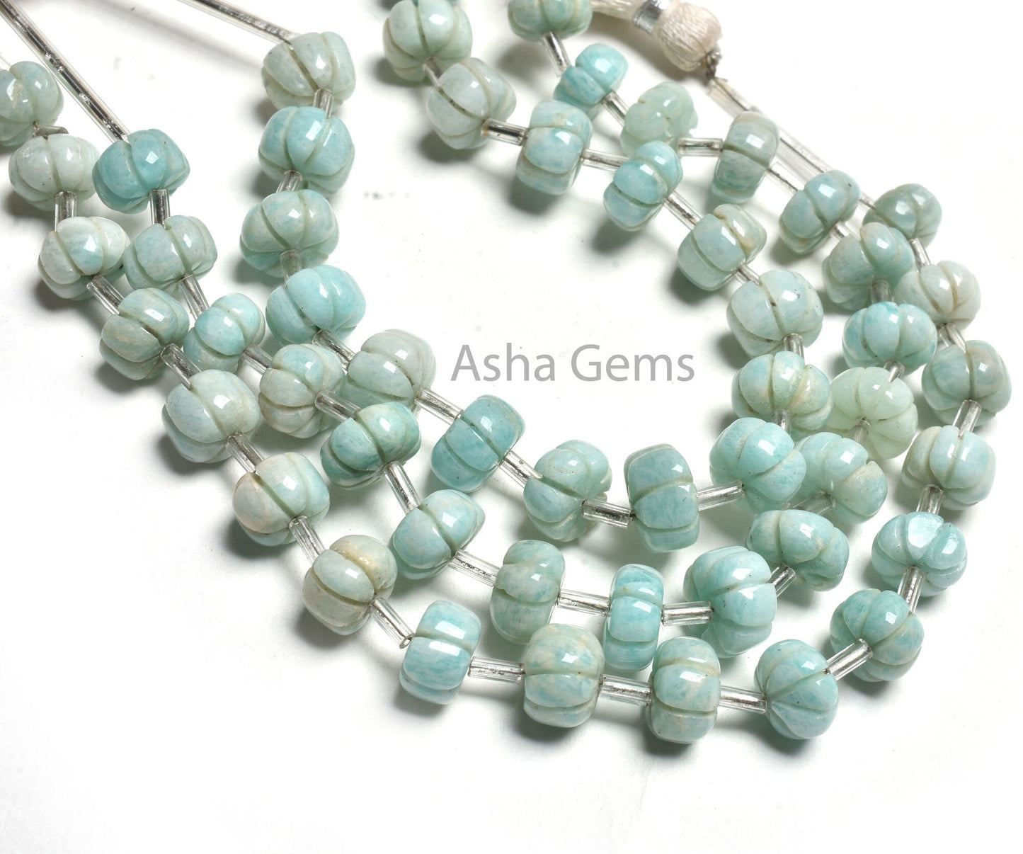 Blue Amazonite Carving watermelon Beads, Natural Amazonite Carved Pumpkin Gemstone Beads, Fine Amazonite Carve Handmade Bead Jewelry Crafts
