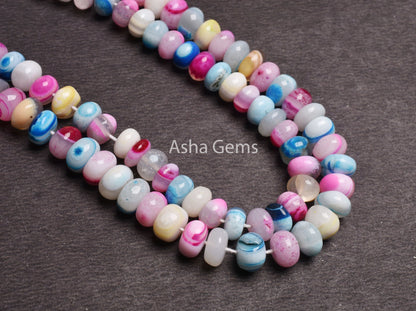 Beautiful Multi Color Opal Smooth Rondelle Shape Disco Beads, Colorful Disco Beads Opal Strand For Jewelry Making Crafts Opal Gemstone Bead