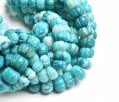 AAA Pine Green Opal Carving watermelon Beads,16"Strand Shaded Green Blue Opal carved Pumpkin Gemstone Handmade Beads Opal Carve Bead Jewelry
