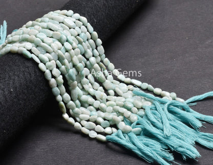 Natural Amazonite Smooth Nugget gemstone Beads,13"Beautiful Blue Amazonite Handmade Plain Tiny Nugget Straight Drill Bead Jewelry Craft SALE