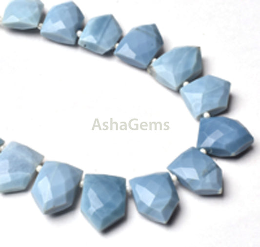 Blue Oregon Opal Faceted Fancy Shape Beads,8" Strand Blue Opal Gate Shape Beads,11-18mm Blue Opal Beads Gemstone Side Drill Beads Jewelry