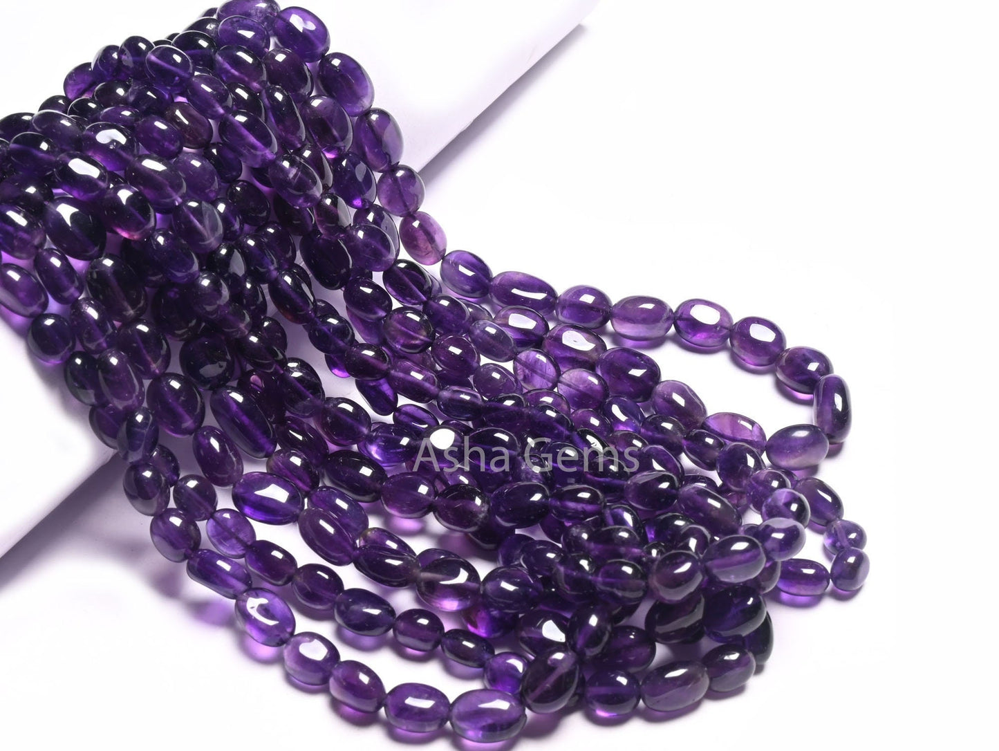 Natural African Amethyst Smooth Nugget Gemstone Loose Beads,16" Strand purple Amethyst Handmade Tumble Beads, Fine Amethyst Necklace Jewelry (AG 22297)