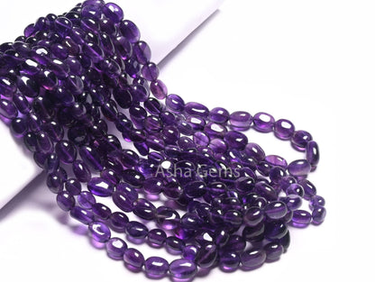 Natural African Amethyst Smooth Nugget Gemstone Loose Beads,16" Strand purple Amethyst Handmade Tumble Beads, Fine Amethyst Necklace Jewelry (AG 22297)