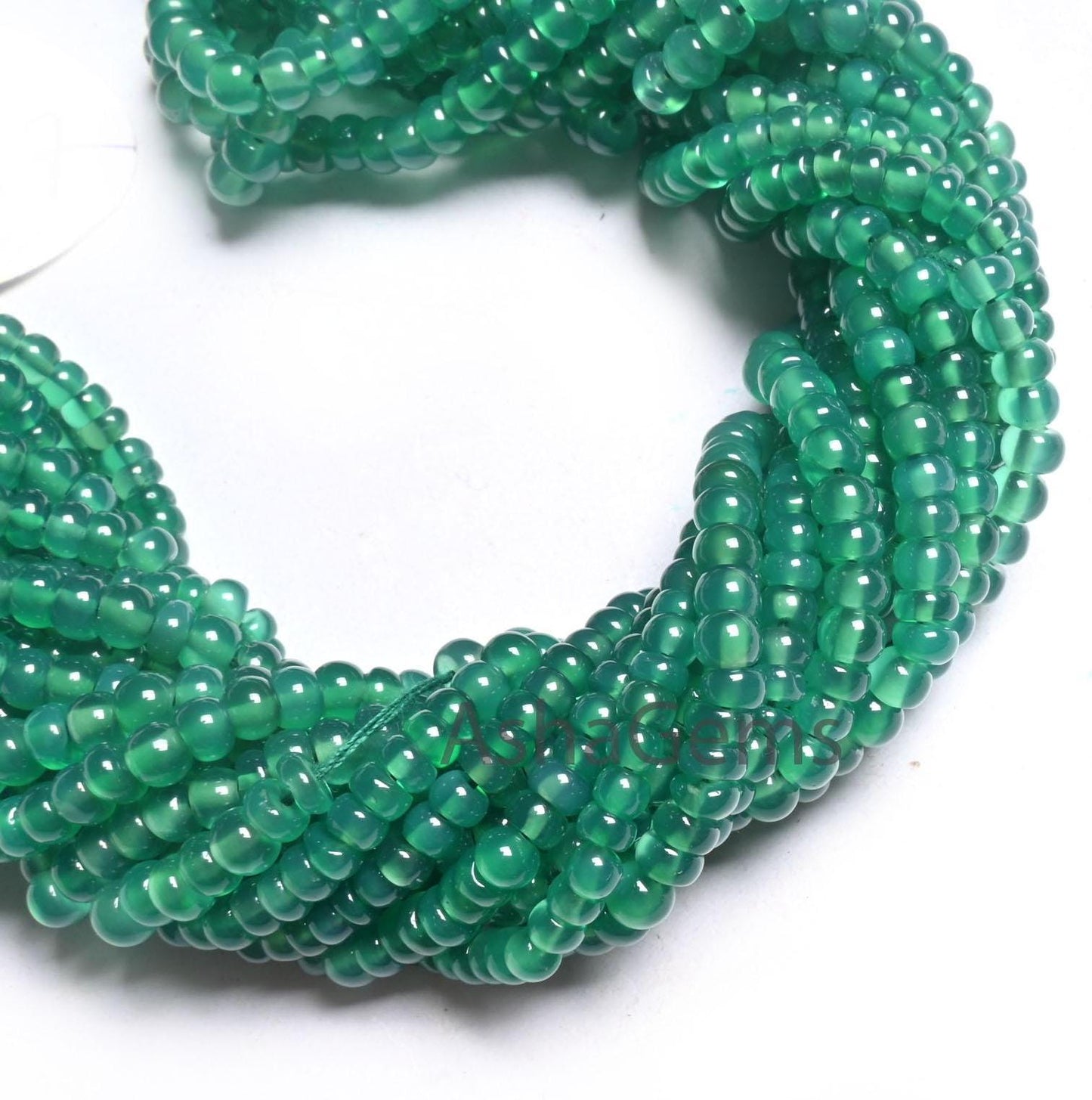 16" Beautiful Green Onyx Smooth Rondelle Gemstone Loose Beads,3.5,4mm Onyx Beads, AAA Green Onyx Plain Roundelle Handmade Bead Jewelry Craft