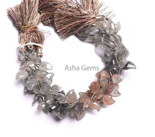 Beautiful Dot Quartz Fancy Mango Shape Faceted Gemstone Beads, Shaded Black Red Dot Quartz Side Drill Keri Fancy Briolette Bead Jewelry SALE (AG 18537 )