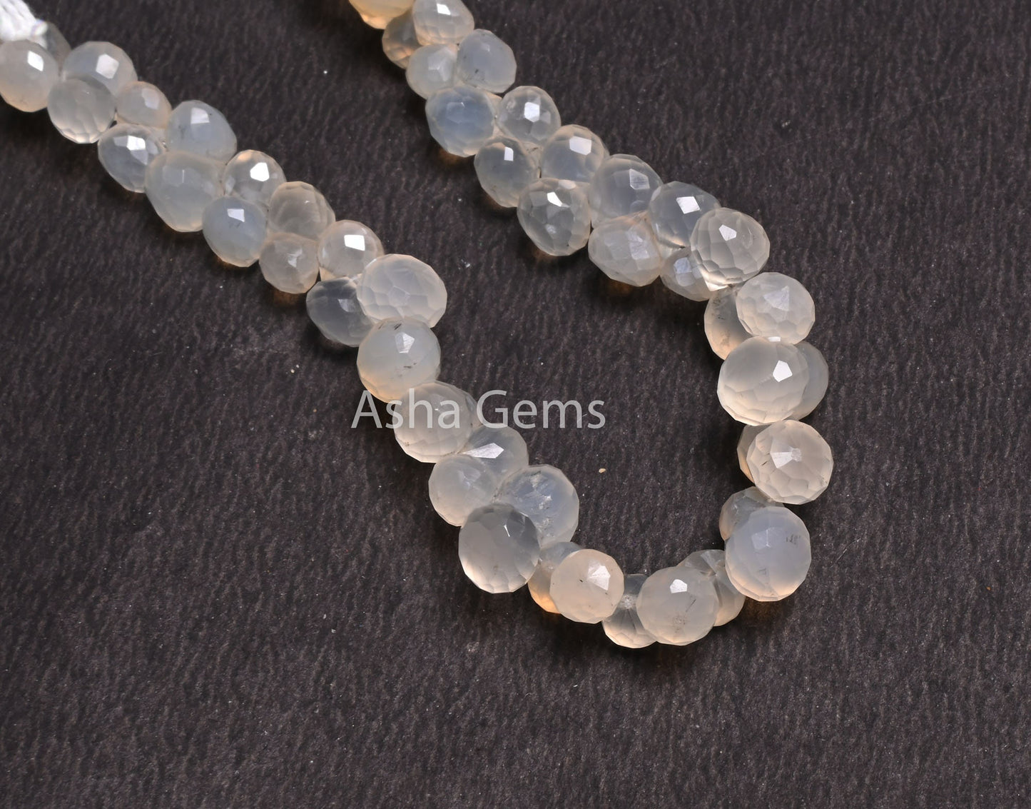 6-8 mm AAA Silver Coated White Chalcedony Onion Shape Beads,9" Strand Chalcedony Fancy Onion faceted Briolette Gemstone Bead Jewelry Makings