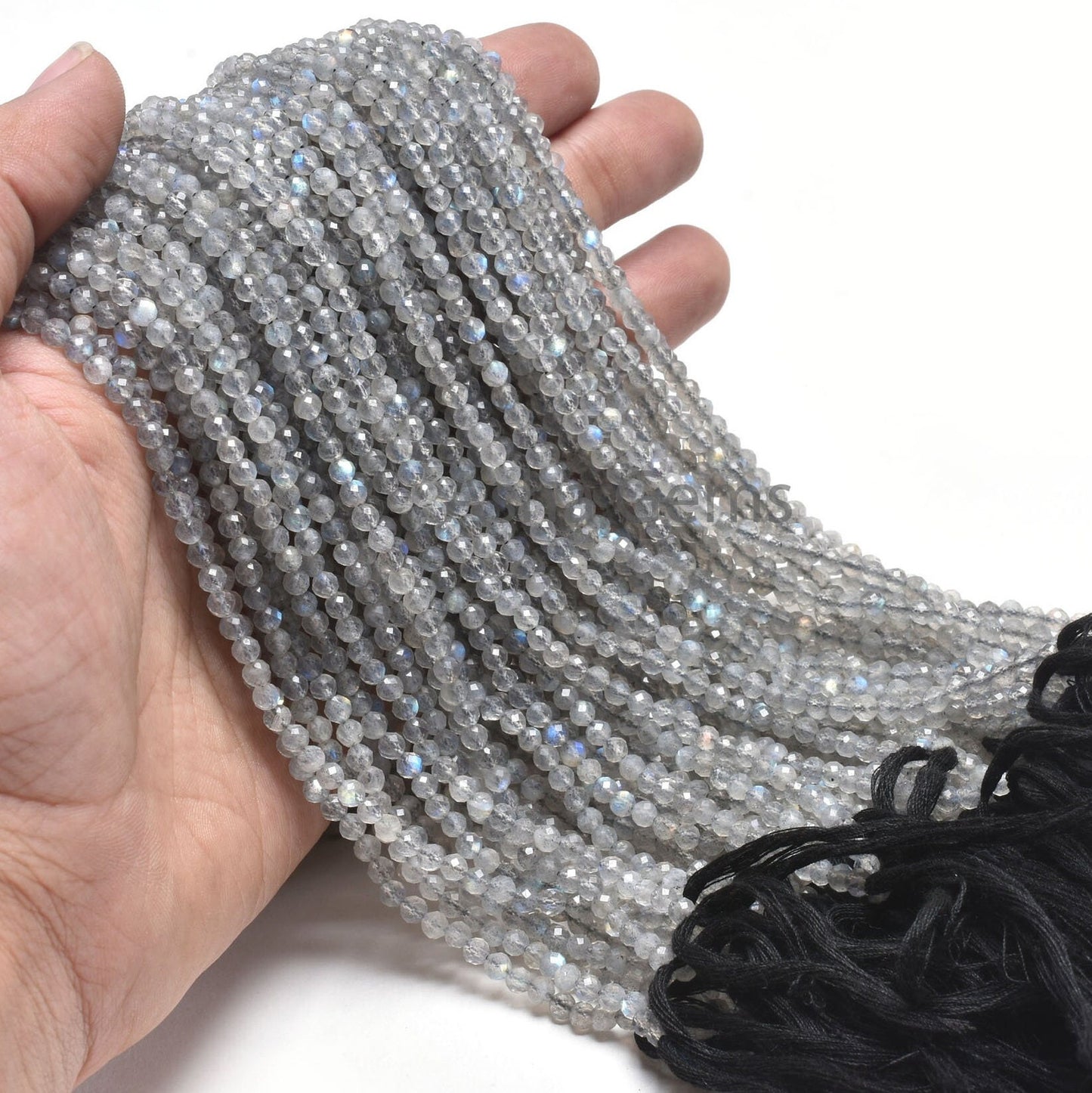 AAA Grey Labradorite Faceted Round Ball Beads,3.5mm labradorite Machine Cut Round Gemstone Beads, Natural Blue Fire Labradorite Bead Jewelry