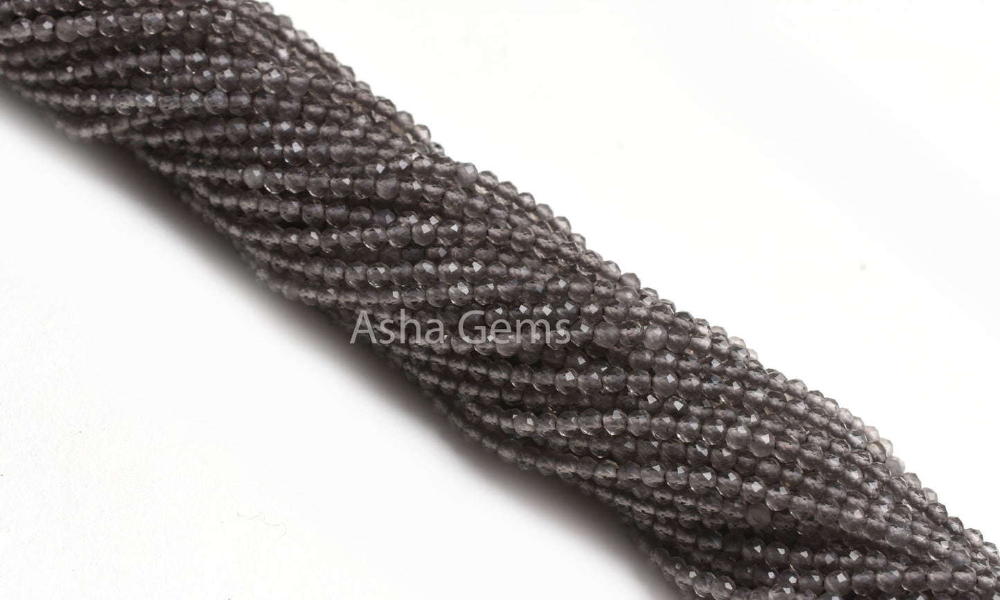 Beautiful Natural Smoky Micro Cut Faceted Gemstone Beads 2mm AAA Quality Smoky Quartz 13"Strand Smoky Tiny Rondelle Bead Jewelry Making SALE