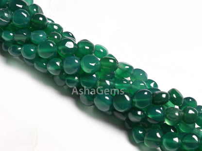 Beautiful Green Onyx Smooth Coin Shape handmade Beads,8" Fine Green Onyx Coin Uneven Handmade Straight Drill Onyx Gemstone Bead Jewelry SALE