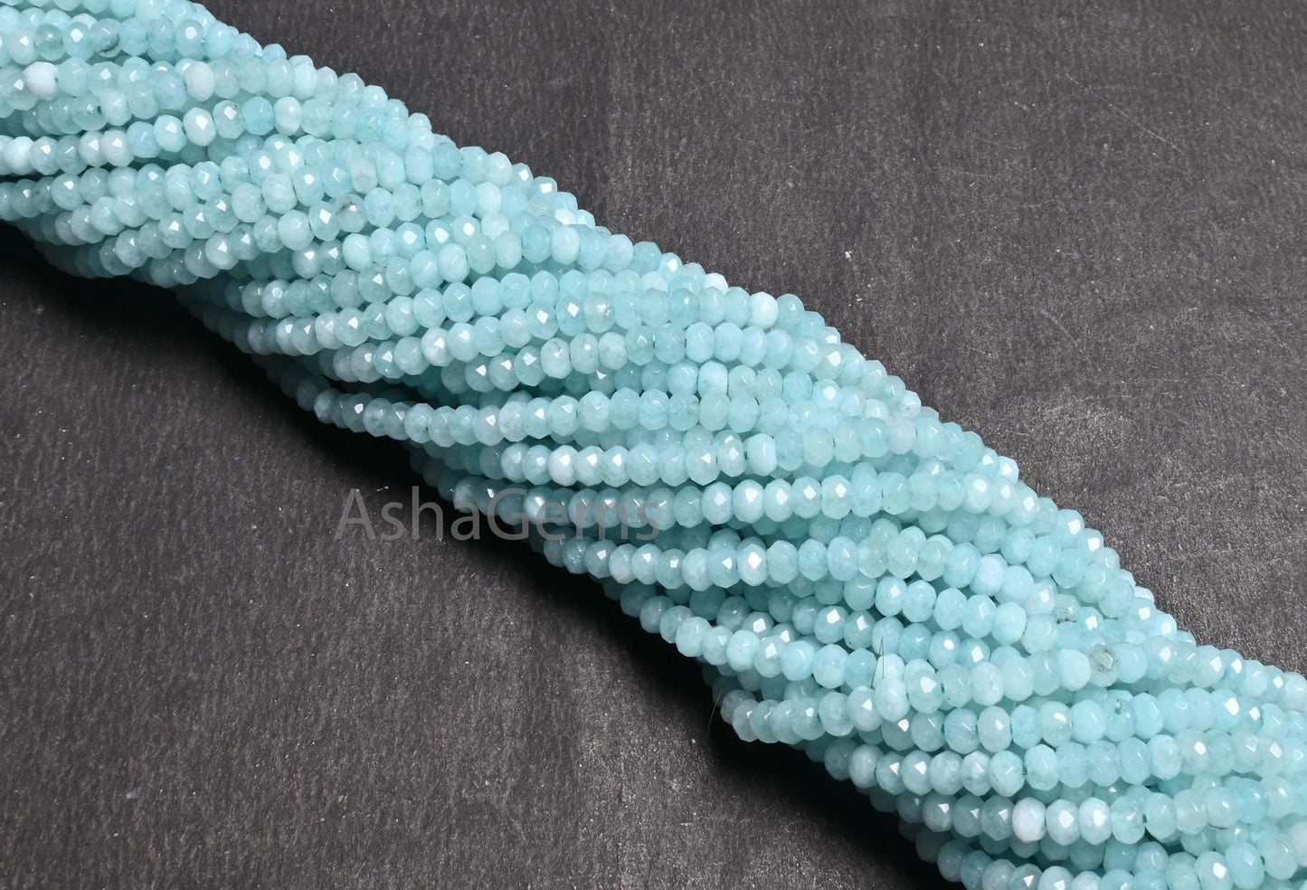 Beautiful Aqua Blue Jade Quartz faceted Rondelle Shape Beads,4.5 mm Sky blue Color Jade machine cut Gemstone Beads Jewelry Making Craft SALE