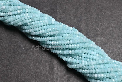 Beautiful Aqua Blue Jade Quartz faceted Rondelle Shape Beads,4.5 mm Sky blue Color Jade machine cut Gemstone Beads Jewelry Making Craft SALE