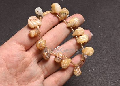 Natural Bio Opal Carving Pears Handmade beads,8" Shaded Yellow Opal carved Pears Uneven shape Carve Gemstone Opal beads Jewelry making Craft