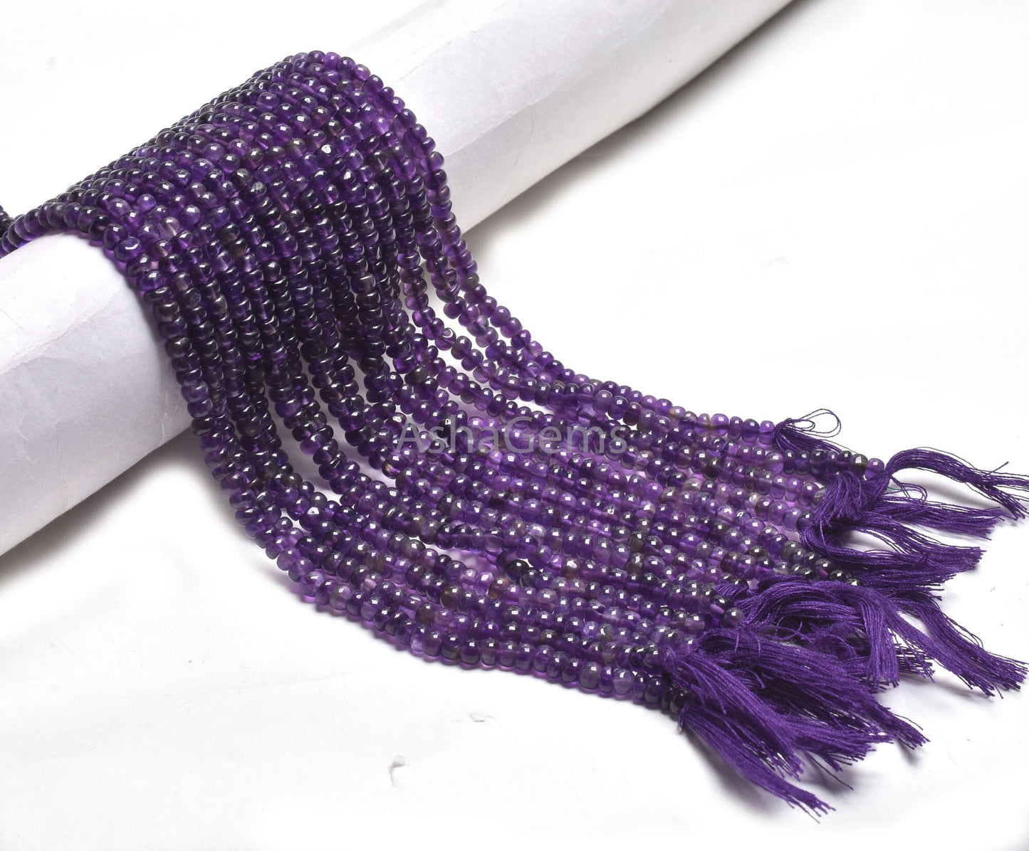 5 mm Purple Amethyst Smooth Rondelle Gemstone Beads,13" Strand Natural Amethyst Handmade Plain Beads, Fine African amethyst Jewelry makings