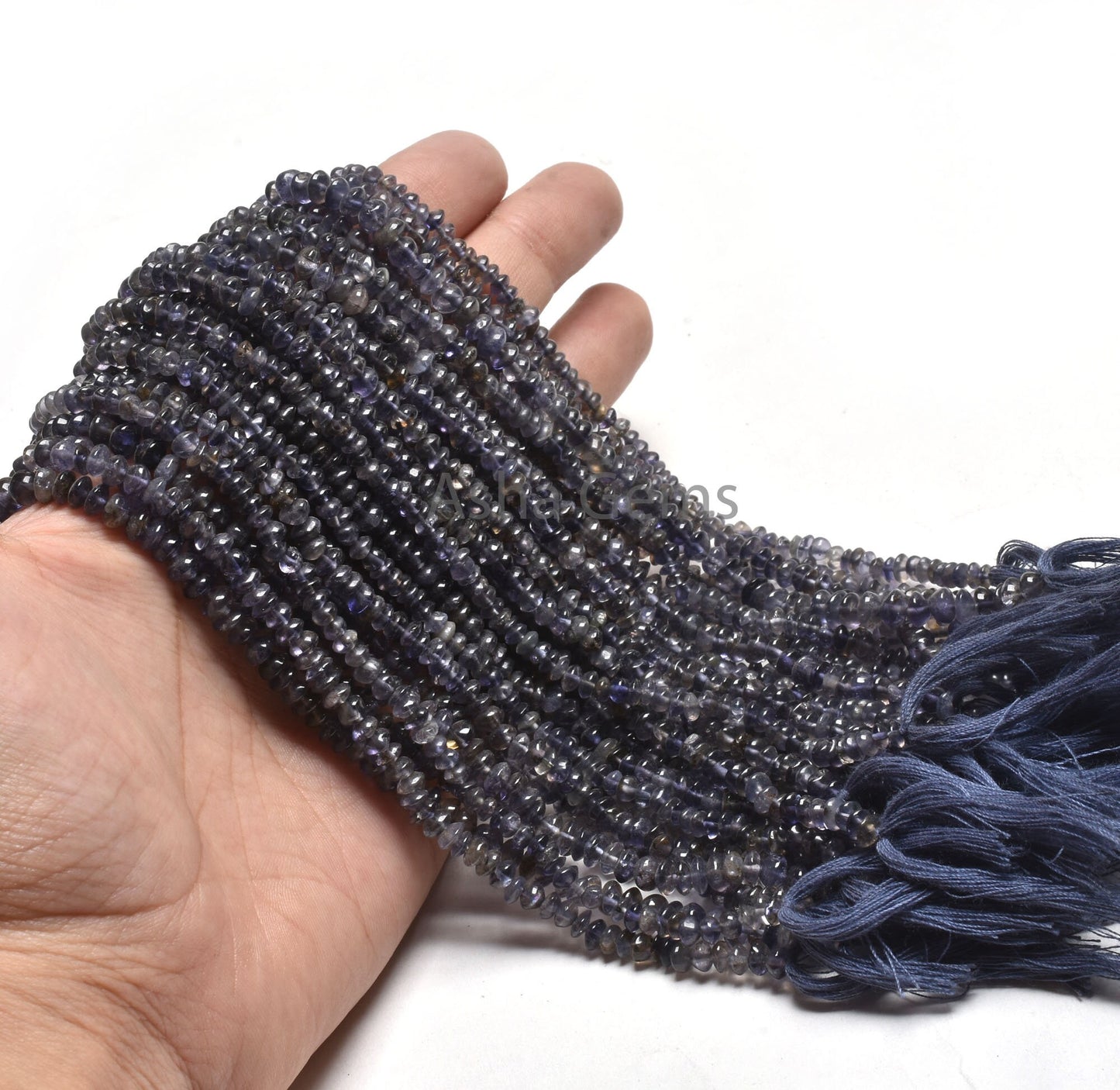 Beautiful Blue Iolite Smooth Button Shape Beads,13" Strand Natural Iolite Handmade Button Gemstone Center Drill Iolite Beads Jewelry Makings