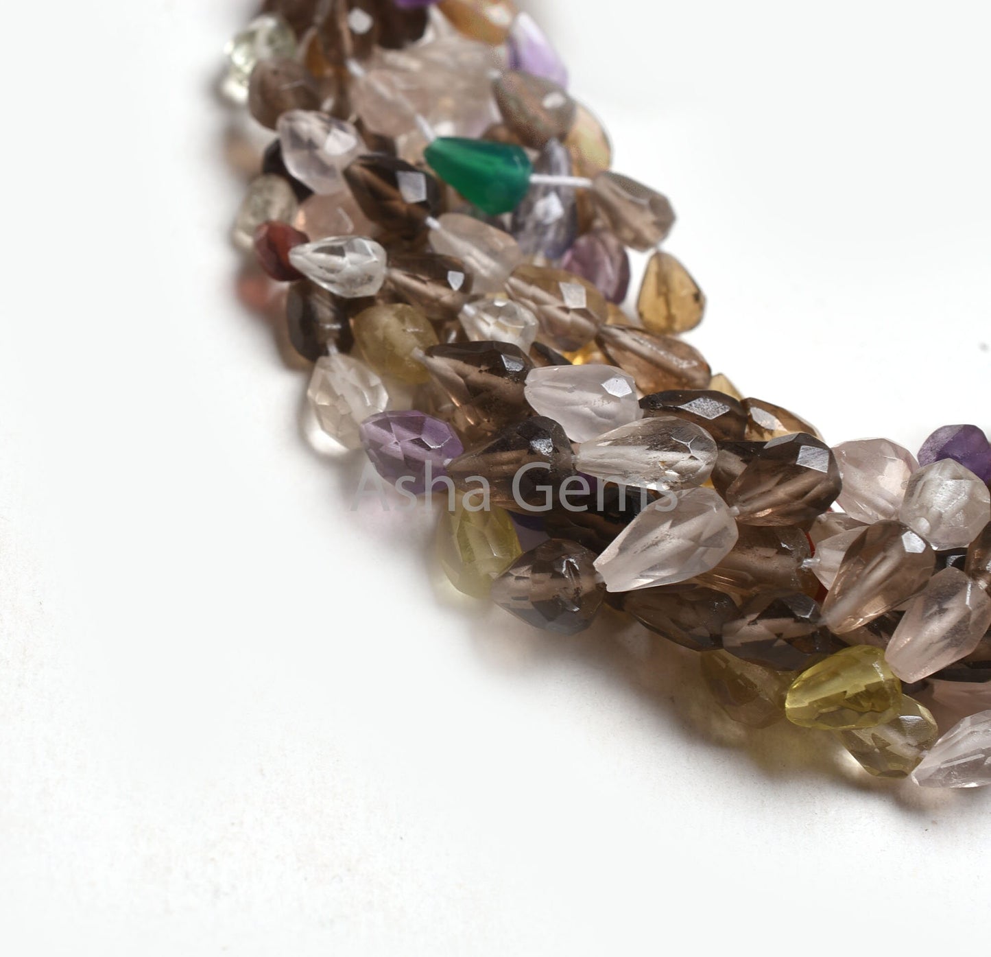 Beautiful Multi Color Stone Faceted Drop Shape Beads,8" Strand Natural Mix Gemstone Straight Drill Teardrop Beads, Disco Beads Jewelry SALE