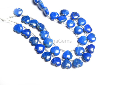Fine Quality Blue lapis Lazuli Smooth Carving Heart Shape Gemstone Loose Beads, Natural Lapis handmade Carved Heart lapis Bead Jewelry Craft
