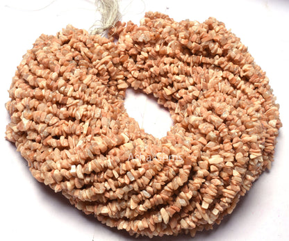 Peach Moonstone Uncut Chip Beads,17/34" Strand Natural Moonstone Raw Rough Gemstone Beads, Pink Moonstone Smooth Uncut Bead Necklace Jewelry