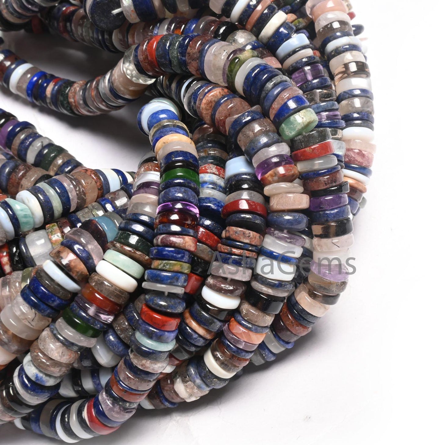 Beautiful Mix Color Gemstone Heishi Tyre Smooth Beads,16" Natural Disco Multi Color Stone Handmade Flat wheel Bead Jewelry Making Craft SALE