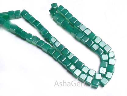 Beautiful Green Onyx Cube Box Shape Smooth Beads, 8/16" Green Onyx Plain Handmade 3D Cube Box Onyx Gemstone beads Jewelry Making Crafts SALE