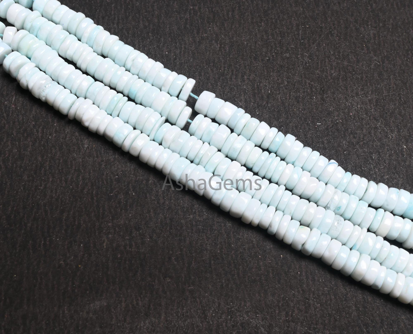 6 mm Beautiful Light Peru Blue Opal Smooth Tyre Handmade Beads, Sky Blue Opal Plain Flat Wheel Shape Gemstone Opal Bead Jewelry Making Craft