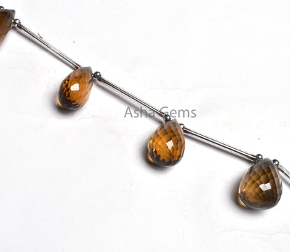 AAA Quality Bear Quartz Faceted Drops Gemstone Beads,10x18-13x20mm Bear Quartz Side Drill Teardrop Briolette Beads, Quartz Bead Jewelry SALE
