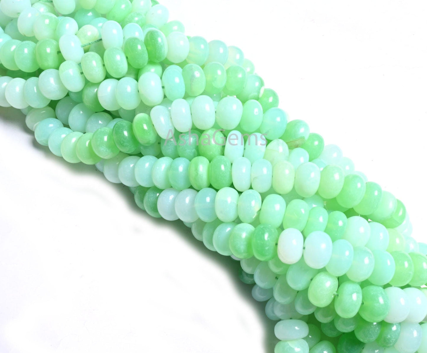 Beautiful Shaded Green Parrot Opal Smooth Rondelle Gemstone Beads, AAA Mint Green Opal Plain handmade Beads, Opal Beads Jewelry Making Craft