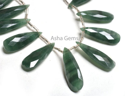 10-30mm Beautiful Green Jade fancy Long Pears Faceted Beads, Fine Jade Teardrop Briolette Side Drill Gemstone Bead Jewelry Making Craft SALE