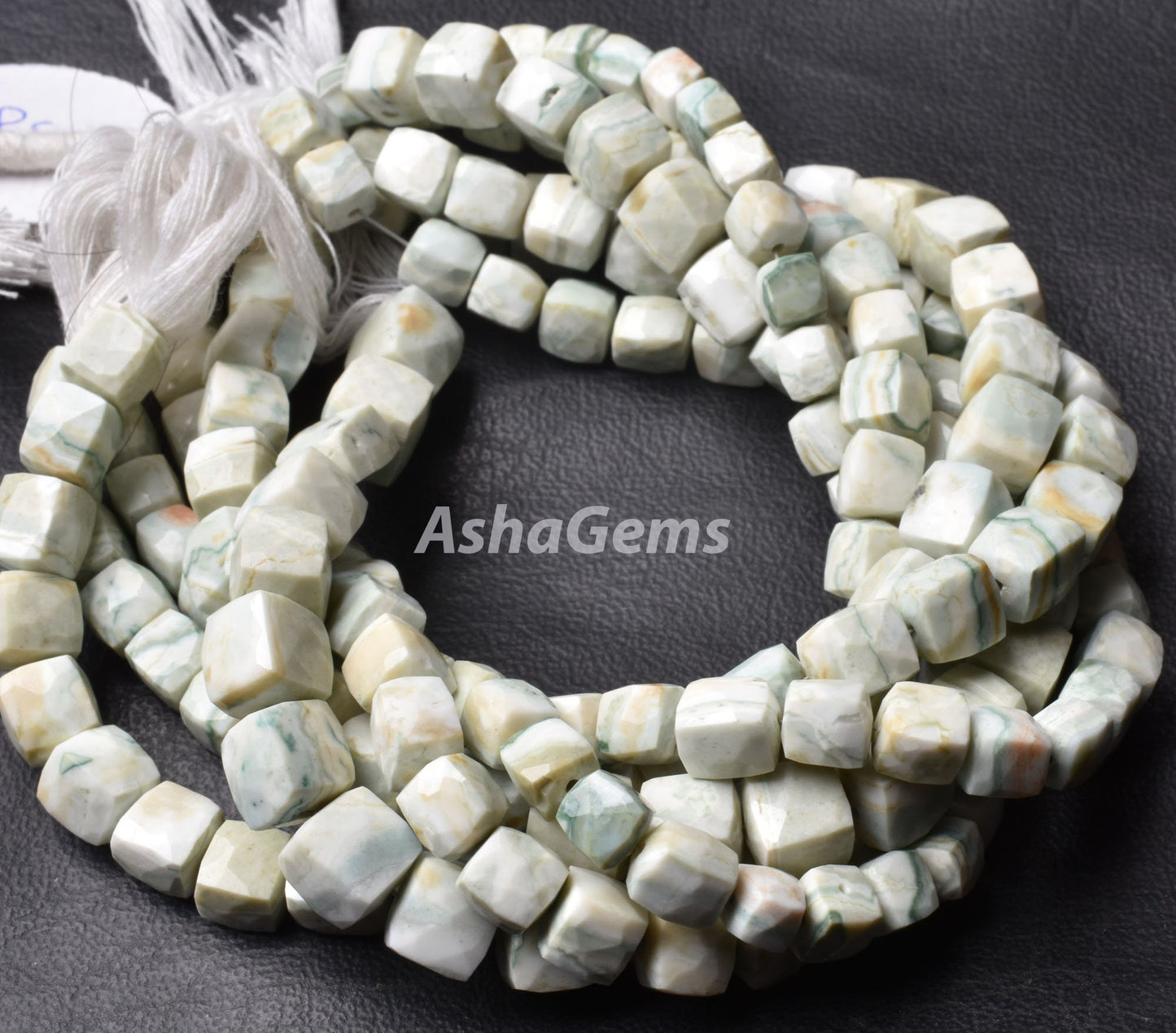 Beautiful Green Dot Opal Faceted Box Shape Beads,8" Strand Natural Opal 3D Cube Box Beads, Opal Faceted Cube Beads For Jewelry Making Crafts