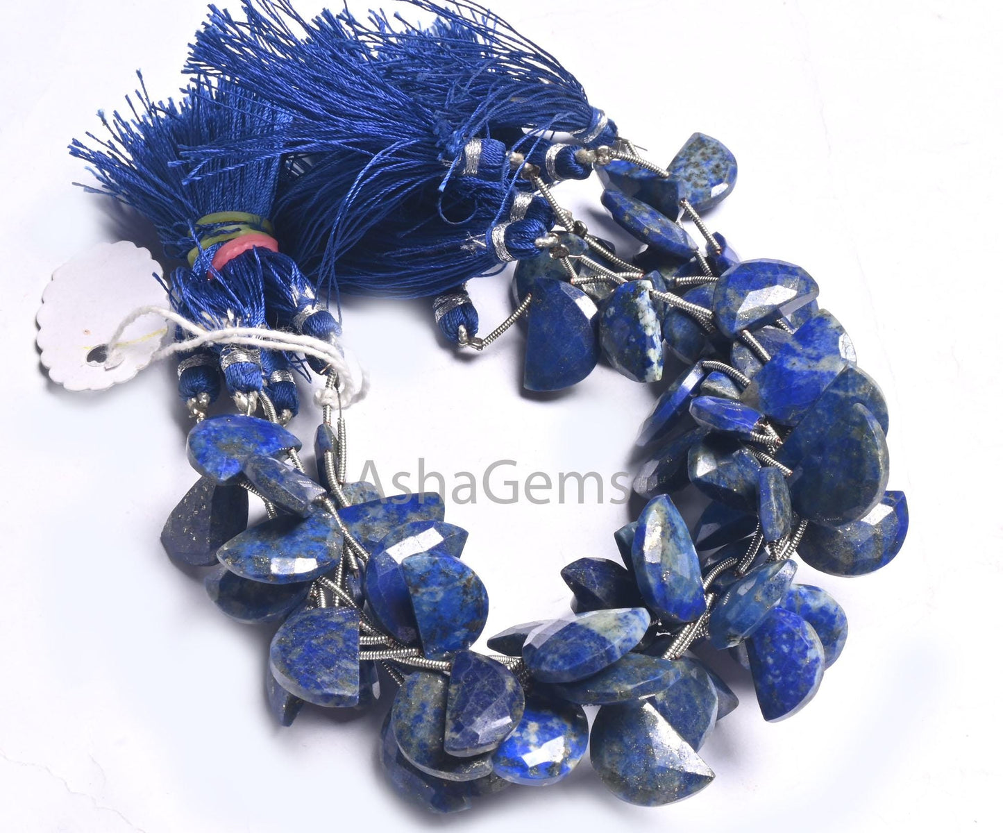 Beautiful Lapis Lazuli Fancy D Shape faceted Beads,8" Natural Blue Lapis Fancy Briolette Checker Cut Gemstone Loose Bead Jewelry Making SALE (AG 18674 )