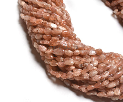 Beautiful Red Sunstone Smooth Nugget Shape Gemstone Beads,13"Strand Natural Sunstone Tiny Nugget Uneven Handmade Straight Drill Bead Jewelry