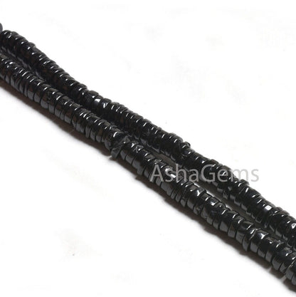 6 mm Fine Black Spinel Smooth Heishi Tyre Gemstone Beads, Natural Spinel Plain Handmade Flat Wheel Shape Bead Jewelry Making Handicraft SALE