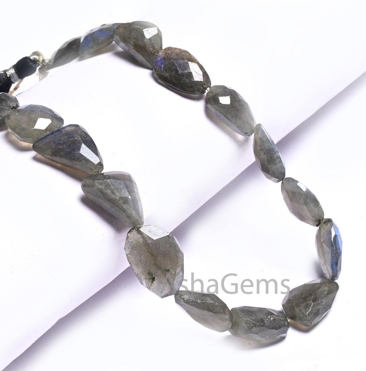 Beautiful Labradorite Nugget Shape Faceted Gemstone Beads,10" Natural Blue Fire Black Rainbow Uneven Tumble Handmade Bead Jewelry Craft SALE