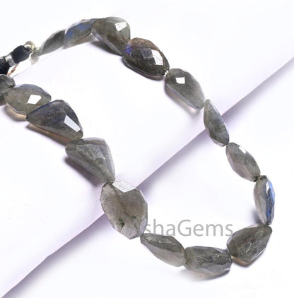 Beautiful Labradorite Nugget Shape Faceted Gemstone Beads,10" Natural Blue Fire Black Rainbow Uneven Tumble Handmade Bead Jewelry Craft SALE