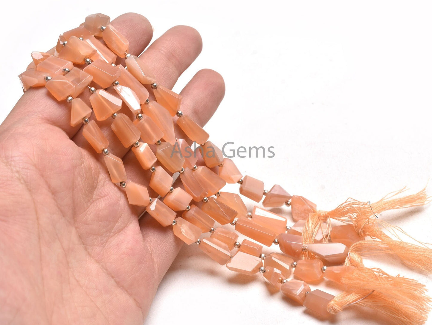 Fine Quality Moonstone Nugget Faceted Gemstone Beads, Natural Peach Moonstone Uneven Tumble Straight Drill Bead, AAA Pink Moonstone Jewelry