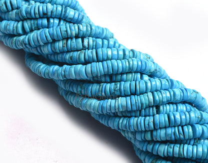 AAA Turquoise Howlite Smooth Tyre Shape Beads,5-5.5 mm Blue Turquoise Plain Handmade Tyre Shape Gemstone Beads For Jewelry Making Craft SALE