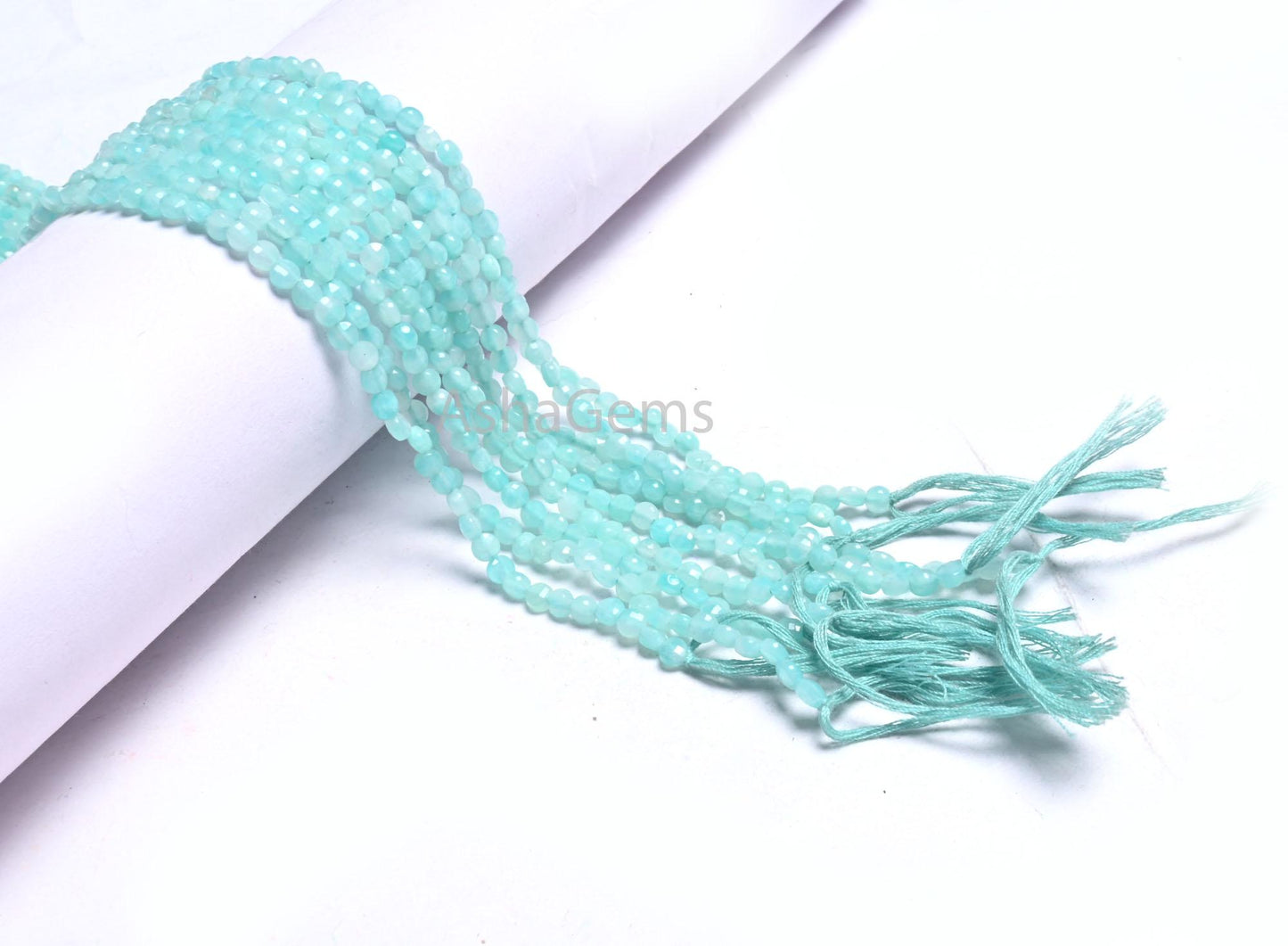 AAA Quality Peru Blue Amazonite Faceted Coin Tiny Gemstone Beads,4 mm Natural Amazonite Machine Cut Coin Amazonite Beads Jewelry Making SALE
