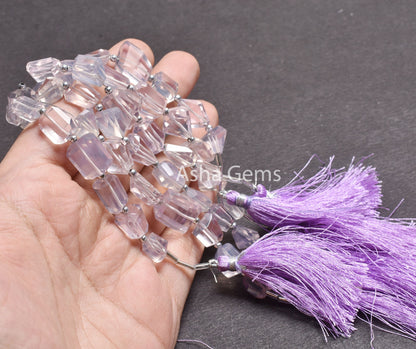 AAA Purple Lavender Quartz Faceted Nugget Gemstone Beads, Natural Lavender Quartz Beads Indian Cut Tumble Straight Drill Bead Jewelry Crafts