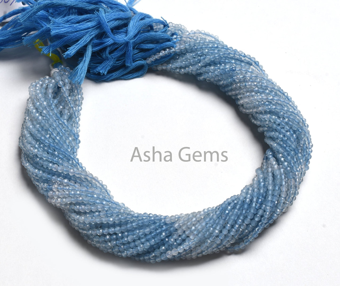 2.5 mm AAA Aquamarine Machine Cut Faceted Gemstone Beads, Natural Shaded Blue Aquamarine Micro Cut Rondelle Beads, Tiny Aquamarine Bead SALE