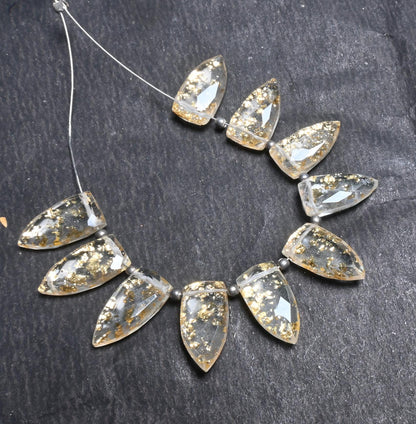 Natural Crystal Quartz Doublet Fancy Arrow Shape faceted Beads,8-16mm Crystal Gold Foil Doublet Side Drill Briolette Bead Jewelry Craft SALE (18705)