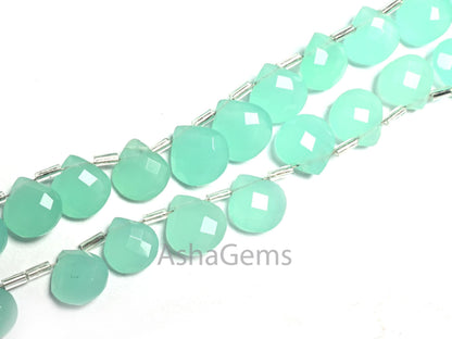 AAA Sea Green Hydro Quartz faceted Heart Shape Beads,8" Light Sea Green Hydro Checker Cut Heart Briolette Side Drill Bead Jewelry Craft SALE (AG 18596)