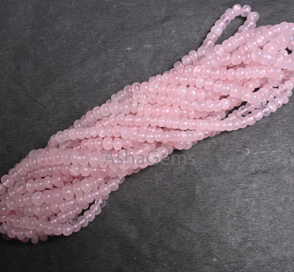 Natural Pink Rose Quartz Smooth Rondelle Shape Gemstone Beads,8/16" Rose Quartz Plain handmade Pink Quartz Beads Necklace Jewelry Craft SALE