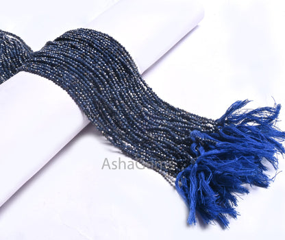 13" Real Blue Sapphire Micro Cut Gemstone Tiny Beads,2.2 mm Fine Natural sapphire Machine Cut faceted Rondelle Sapphire Beads Jewelry Crafts