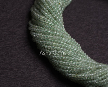 AAA Green Prehnite Micro Cut Faceted Gemstone Beads,2.2mm Natural Prehnite Machine Cut rondelle Gemstone Beads, Prehnite bead Jewelry Crafts