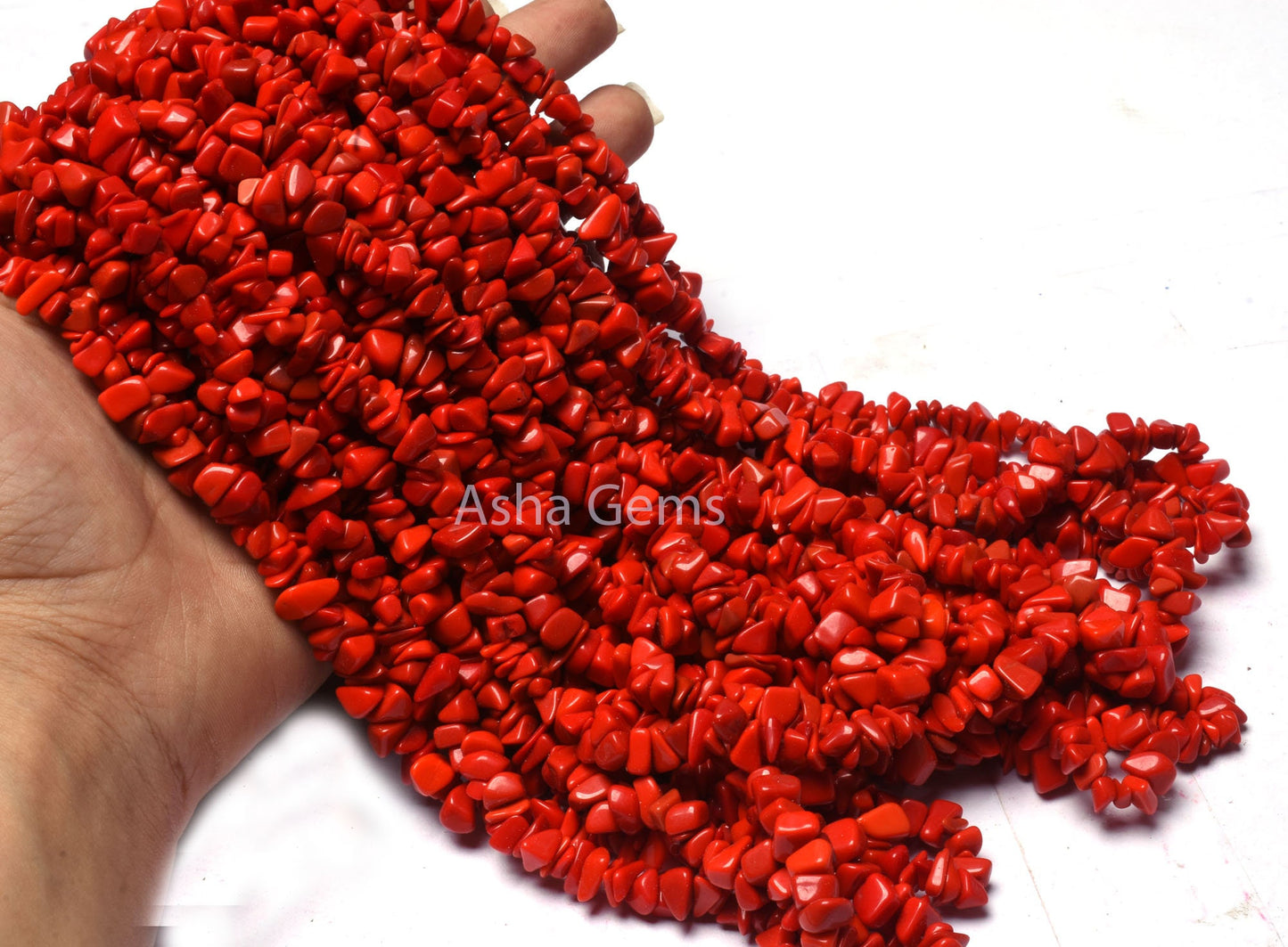 34 inch Strand Red Stone Uncut Chips Beads gemstone Smooth Raw Rough Beads, Fine Quality Red Stone Beads Uneven For Necklace Jewelry Making