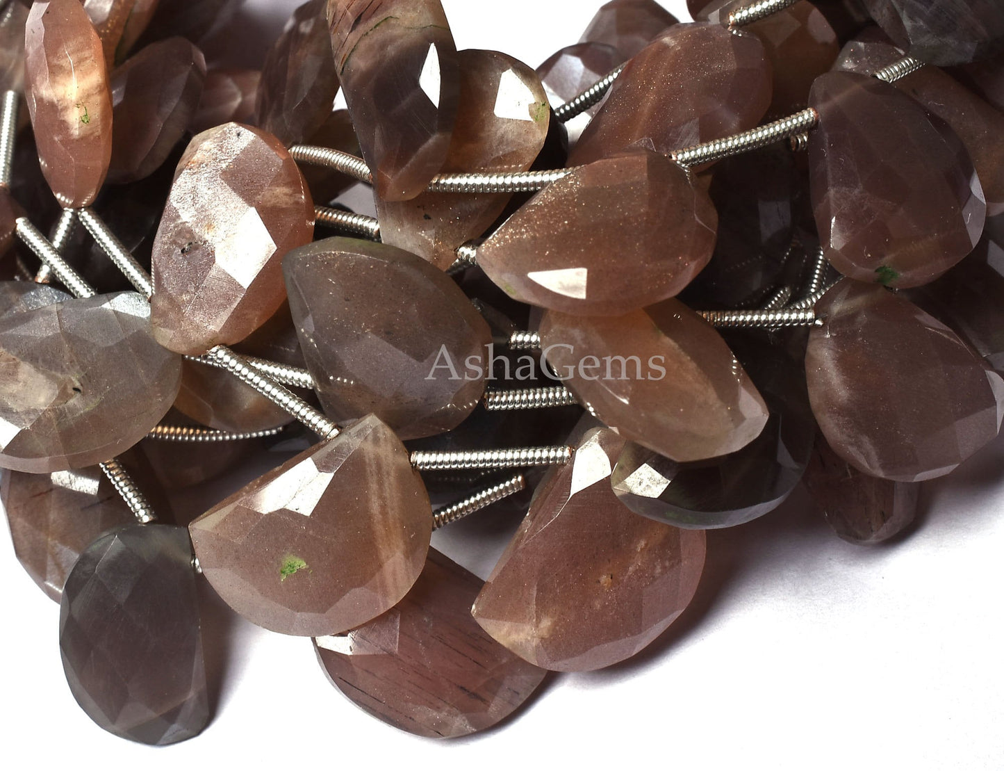 Amazing Chocolate Moonstone Beads,fancy D Shape Beads,Moonstone Faceted Beads,6.5" Strand Shaded Brown Moonstone Faceted Checker Cut Beads