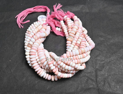 Amazing Pink Opal Smooth Rondelle Shape Beads,8,8.5 mm Shaded Light Pink Opal Plain Handmade Gemstone Opal Loose Bead Necklace Jewelry Craft(AG 12325)