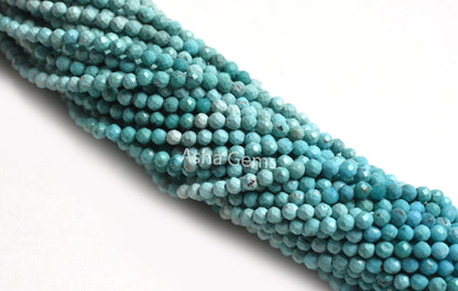 13" Strand AAA Natural Turquoise Micro Cut Faceted Beads,2.25 mm Shaded Blue Turquoise machine cut beads, Real Turquoise Bead Jewelry Crafts